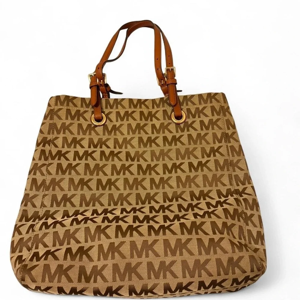 Brown Michael Kors MK y2k Purse Leather Shoulder Everyday Bag Canvas